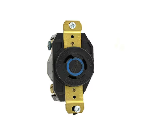 20 Amp 250-Volt Flush Mounting Grounding Locking Outlet, Black