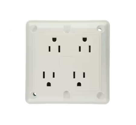 15 Amp Industrial Grade Heavy Duty 4-in-1 Grounding Outlet, White
