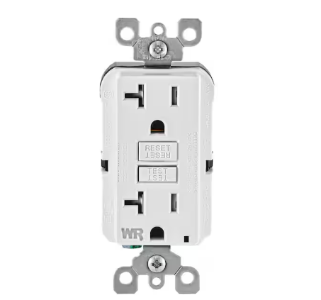 20 Amp 125-Volt Duplex Self-Test Tamper Resistant/Weather Resistant GFCI Outlet, White - 91001370826