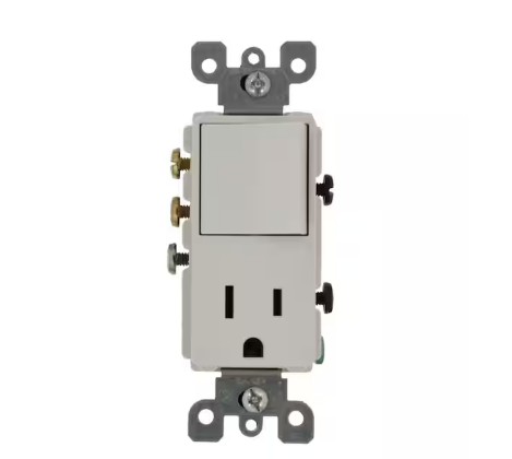 15 Amp Decora Commercial Grade Combination 3-Way Rocker Switch/15 Amp Outlet, White