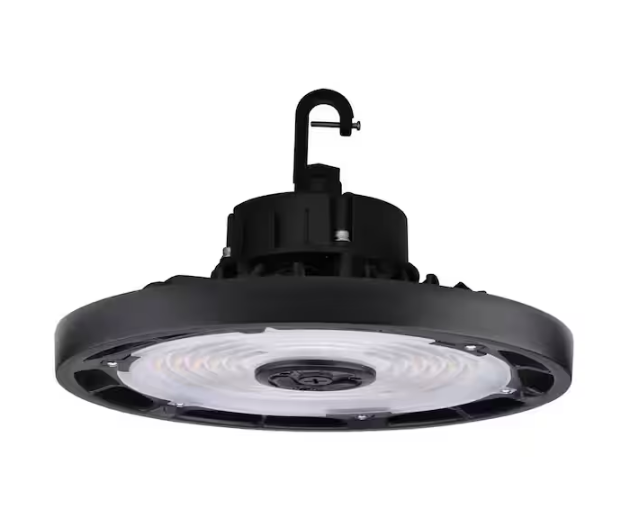 1 ft. 250-Watt Equivalent 100-Watt Integrated LED Dimmable Black Round UFO High Bay Light Fixture CCT & Lumen Selectable - 91007025037