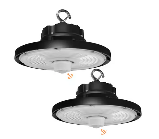 10.24 in. Integrated UFO LED High Bay Light Fixture LED Commercial Lighting, Up to 22500 Lumens w/Motion Sensor (2-Pack)