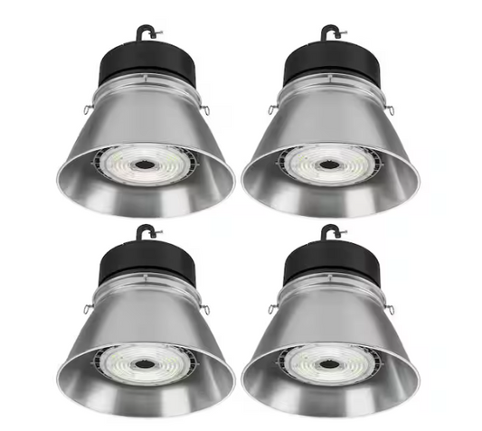 13.4 in. High Output 22,000 Lumens 185-Watts Round Integrated LED High Bay Light Adjustable Beam Settings (4-Pack)