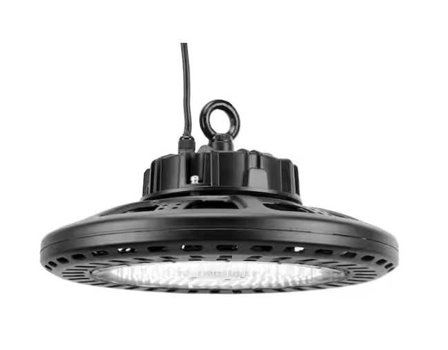 13 in. Round 450-Watt Equivalent Integrated LED Dimmable Black High Bay Light 5000K