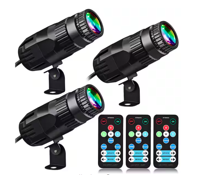 4 in 1 Stage Lighting Disco Spotlights with 3 Remote Bright Mirror Pinspot Light 15W RGBW LED Beam Stage Light - 3 Pack - 91012223111