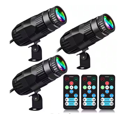 4 in 1 Stage Lighting Disco Spotlights with 3 Remote Bright Mirror Pinspot Light 15W RGBW LED Beam Stage Light - 3 Pack - 91012223111