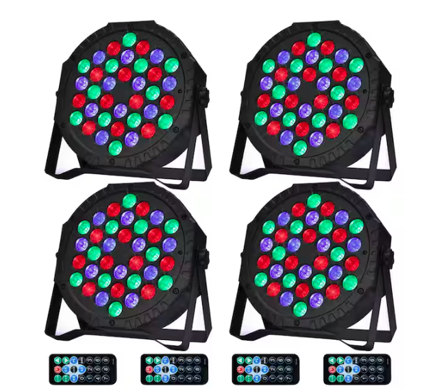 36 Led RGB Stage Lights Sound Activated Portable Party Lights Par Lights Remote Control DMX Disco Lights Uplights 4-Pack - 91012223070