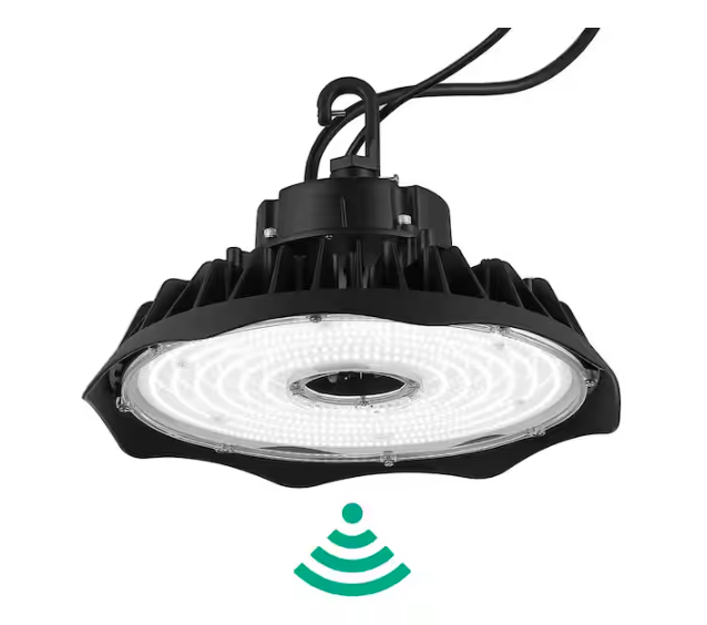 200-Watt Equivalent Integrated LED Motion Sensor Black High Bay Light Indoor/Outdoor UFO Light 26000 Lumens 5000K - 91006485028