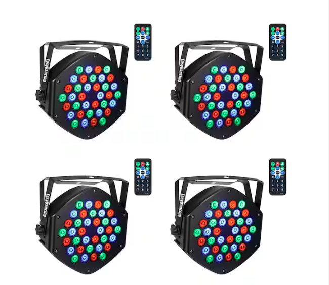 RGB 7 Channel Stage Lighting, LED Par Light with Remote for DJ KTV Disco Party - 4 Pack - 91012246626