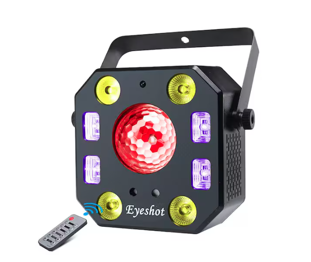 5 in 1 Stage Light Disco, Eyeshot with Magic Ball, Led Par Pattern Strobe Light with UV Effect, Remote and DMX Control - 91012223082