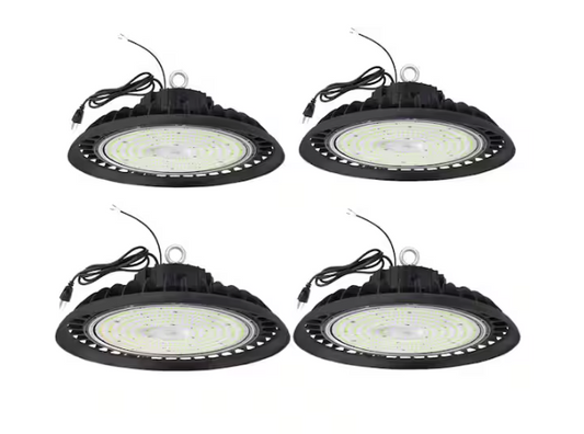 4 Pack 10in.300-Watt Equivalent Integrated LED Dimmable Black UFO High Bay Light,5000K Commercial Lighting for Warehouse - 91012206365