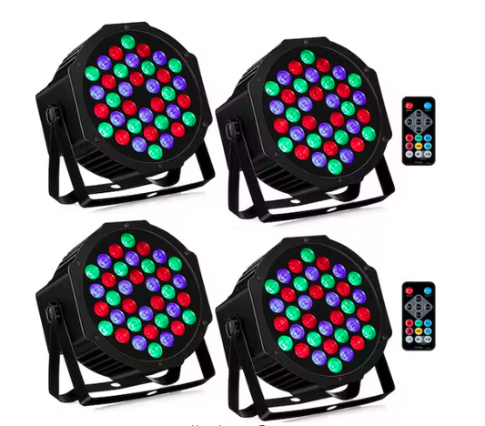 36LEDs RGB Stage Par Lights - Sound Activated Auto Play by Remote & DMX Control Uplights - 4 Pack - 91012223134