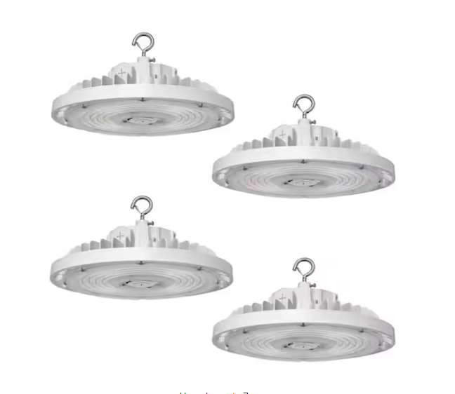 4-Pack 10.6 in. White 450-Watt Equivalent Integrated LED UFO High Bay Light Fixture, 5000K 21750Lumens, 0-10V Dimmable - 91012220991