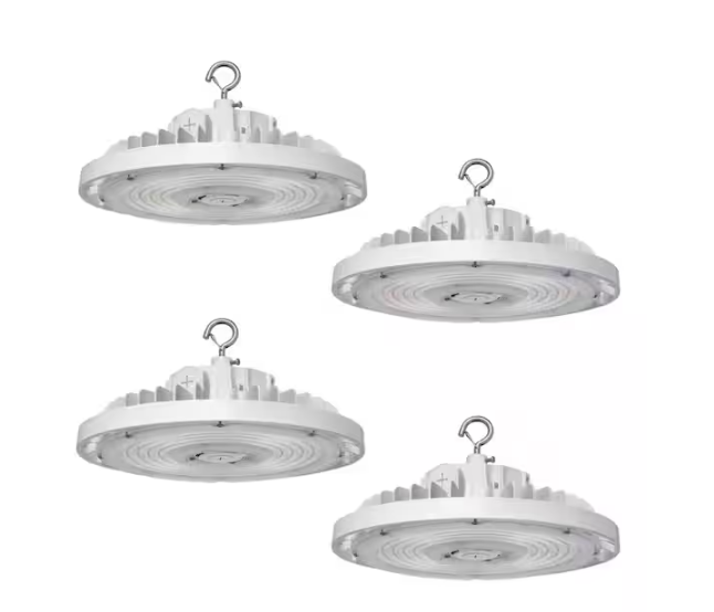 4-Pack 13 in. White 1000-Watt Equivalent Integrated LED UFO High Bay Light Fixture, 5000K 34800Lumens, 0-10V Dimmable - 91012220996