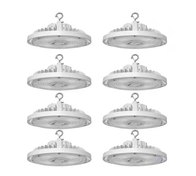 8-Pack 13 in. White 1000-Watt Equivalent Integrated LED UFO High Bay Light Fixture, 5000K 34800Lumens, 0-10V Dimmable - 91012220999