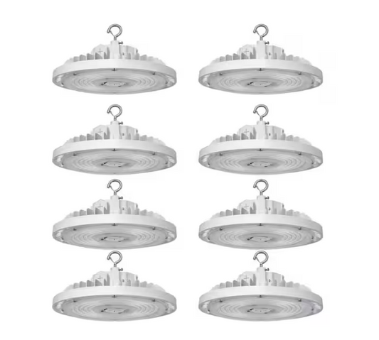 8-Pack 13 in. White 1000-Watt Equivalent Integrated LED UFO High Bay Light Fixture, 5000K 34800Lumens, 0-10V Dimmable - 91012220999