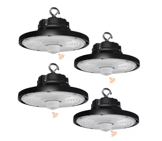 10.24 in. Integrated UFO LED High Bay Light Fixture LED Commercial Lighting, Up to 22500 Lumens w/Motion Sensor (4-Pack)