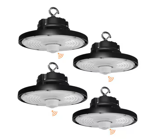 10.24 in. Integrated UFO LED High Bay Light Fixture LED Commercial Lighting, Up to 22500 Lumens w/Motion Sensor (4-Pack)