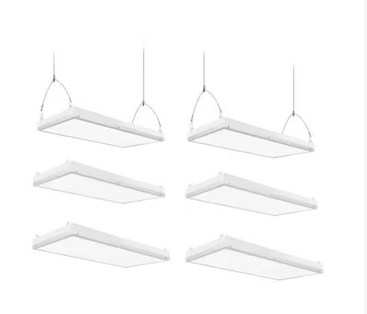 2 ft. 500-Watt Equivalent Integrated LED White High Bay Light, 5000K Industrial Workshop Linear Hanging Light (6-Pack) - 91012027337