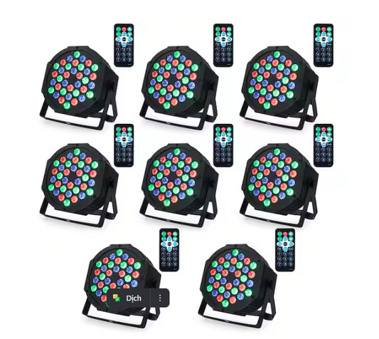 36 LED Par Lights Stage Lights with Sound Activated Remote Control & DMX Control, Stage Lighting Uplights - 8 Pack - 91012223076