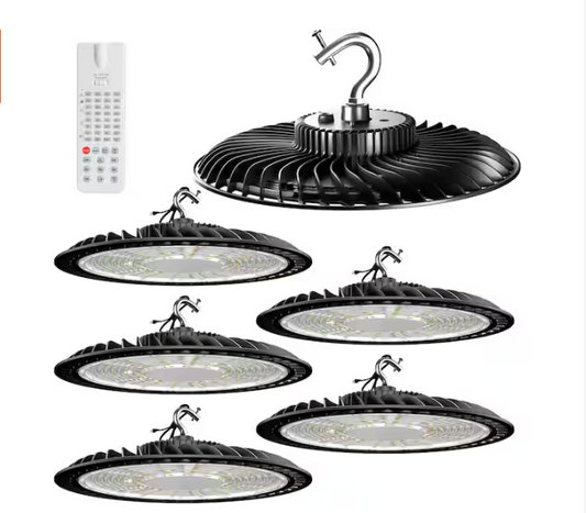 6Pack 250W LED High Bay Light with Motion Sensor 37500LM High Bay LED Shop Light, AC100-277V UFO LED Lights - 91012313934