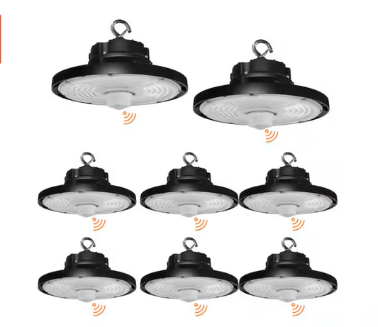 10.24 in. Integrated UFO LED High Bay Light Fixture LED Commercial Lighting, Up to 22500 Lumens w/Motion Sensor (8-Pack)