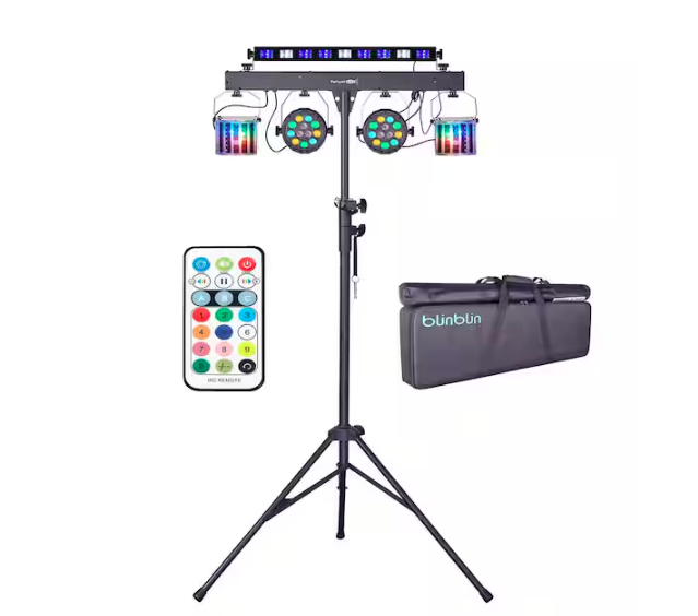 5 in 1 Party Disco Lights with Stand, Sound Activated Stage Lighting with DMX & Remote Control, Disco Ball with Bag - 91012223071