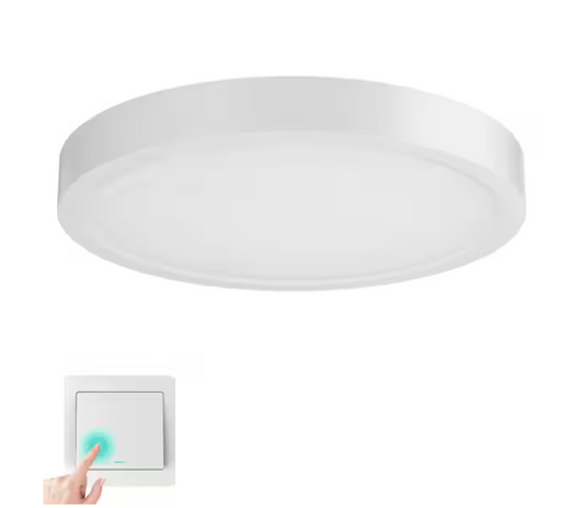 12 in. Modern White Integrated LED 2400 Lumen 3000K Round Flat Panel Ceiling Flush Mount For Bathroom, Hallway, Kitchen - 91011140602