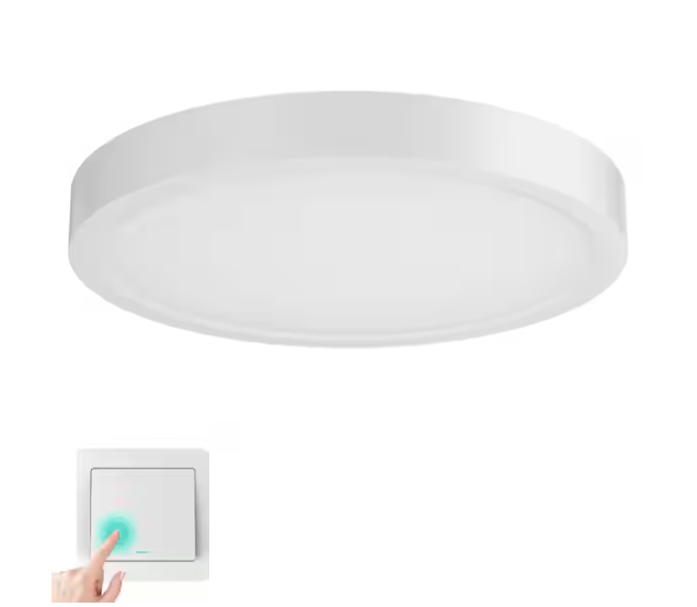 12 in. Modern White Integrated LED 2400 Lumen 3000K Round Flat Panel Ceiling Flush Mount For Bathroom, Hallway, Kitchen - 91011140608