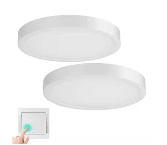 12 in. 24-Watt White 2400 LM Integrated LED Round Flat Panel Ceiling Flush Mount for Bathroom Hallway Kitchen (2-Pack) - 91011964245