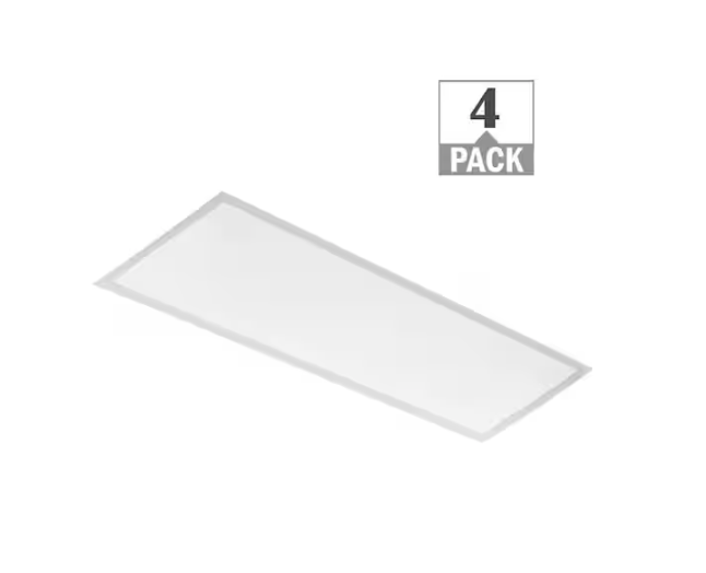 1 ft. x 4 ft. Back-Lit Multiple Lumen Boost Levels 3500K 4000K 5000K Integrated LED Flat Panel Light (4-Pack) - 91010983269