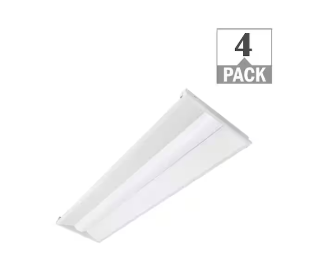 1 ft. x 4 ft. Center Basket Integrated LED Troffer Light 29W/24W/19W/15W 4350-Lumens 3500K 4000K 5000K Dimmable (4-Pack) - 91010328759