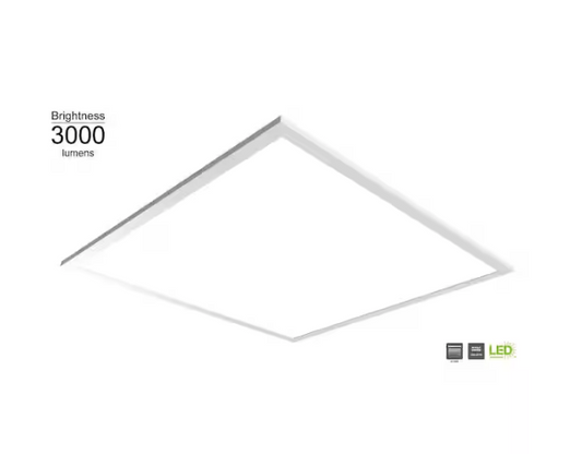 2 ft. x 2 ft. White Integrated LED Flat Panel Troffer Light Fixture at 3000 Lumens, 4000K Bright White - 91003382573