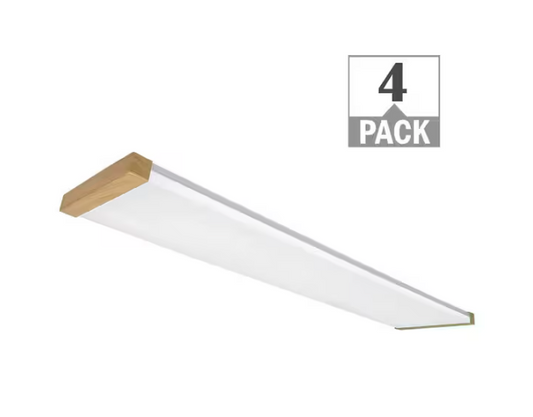 48 in. x 10 in. 4200 Lumens Light Oak Wood Painted End Caps Integrated LED Panel Light Selectable CCT (4-Pack) - 91010562838