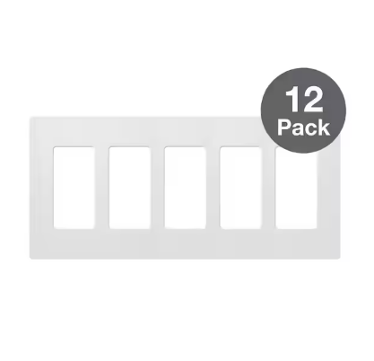 Claro 5 Gang Wall Plate for Decorator/Rocker Switches, Gloss, White (CW-5-WH-12PK) (12-Pack)