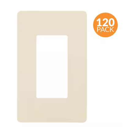 1-Gang Decorator Screwless Wall Plate, GFCI Outlet/Rocker Light Switch Cover, Single Gang, Ivory (120-Pack)