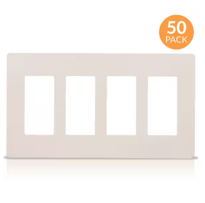 4-Gang Decorator Screwless Wall Plate, GFCI Outlet/Rocker Switch Cover, Light Almond (50-Pack) - 91005023734