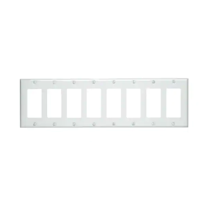 White 8-Gang Decorator/Rocker Wall Plate (1-Pack)