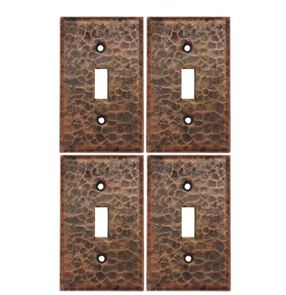 1 Gang Hammered Copper Single Toggle Switch Plate, Oil Rubbed Bronze (Quantity 4)