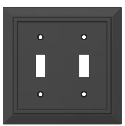 Classic Architecture Matte Black Antimicrobial 2-Gang Decorator Wall Plate (4-Pack) - 91006886193