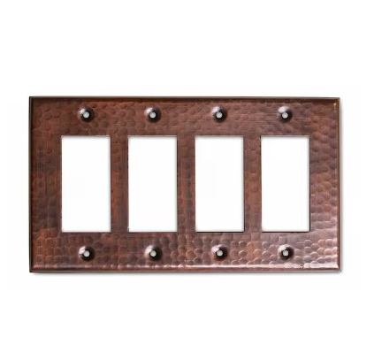 Pure Copper Hand Hammered Quad Rocker Wall Plate - 91004585184