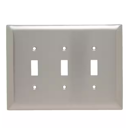 Pass & Seymour 302/304 S/S 3 Gang 3 Toggle Oversized Wall Plate, Stainless Steel (1-Pack) - 91002922802