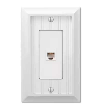 Cottage 1-Gang White Phone Jack BMC Wood Wall Plate - 91010617835