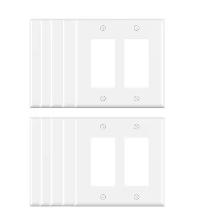 2 Gang Midsize Decorator/Rocker Wall Plate, White (10-Pack) - 91007823575