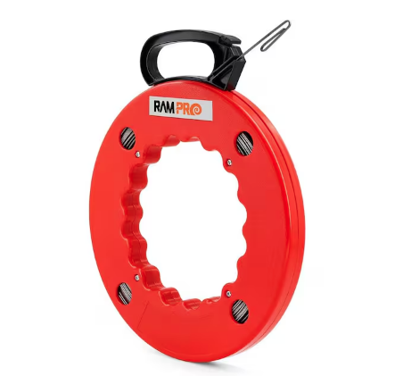 200 ft. Fish Tape Wire Puller with Double Loop Tip and 1/8 Steel Fish Tape Durable Housing in Red - 91011923985