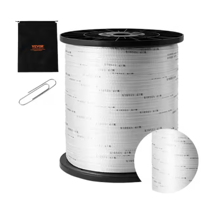 Polyester Pull Tape, 1/2 in. x 5249 ft. Tape Flat Rope 1250 lbs. Tensile Capacity Electrical Pulling Tape White - 91011990304