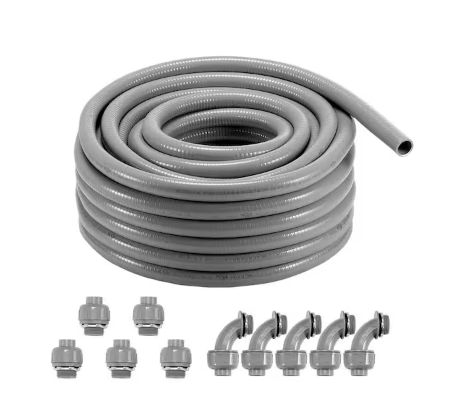 1in. Flexible Electrical Conduit 100 ft. PVC Liquid-Tight Conduit Non-Metallic for Air Conditioning Motor IP65 - 91012355354