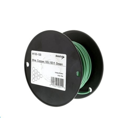 Stranded Copper THHN Wire 10GA 600V Green 100' - 978661