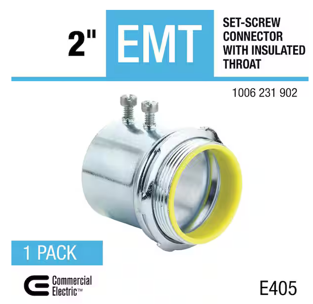 2 in. Electrical Metallic Tubing (EMT) Set-Screw Connector with Insulated Throat - 91006231902