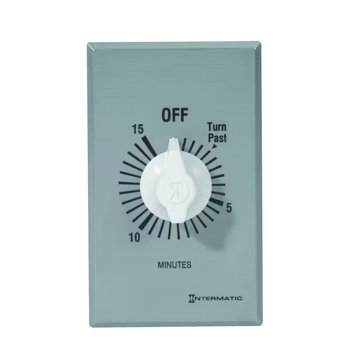 20 Amp 15-Minute Spring Wound In-Wall Timer - Silver - 91000632784